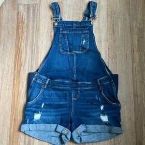 Indigo Blue Maternity jean overall shorts
